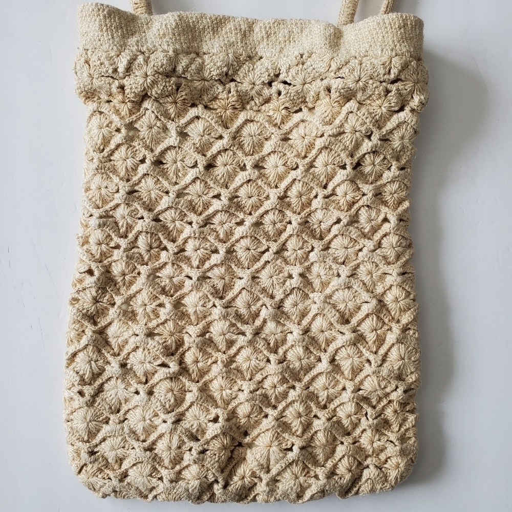 Vintage Bohemian Crochet Knit Tote Bag - Picture 3 of 8